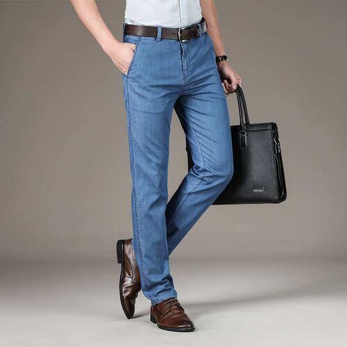 Modal Middle-aged Mens Tencel Jeans Spring and Summer Thin