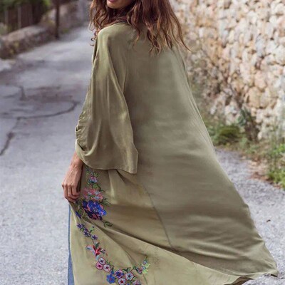 Embroidery Kaftan Beach Tunic Beach ver up Saida de Praia Sw