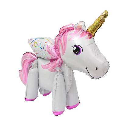 Cartoon three dimensional unicorn pony aluminum foil balloon