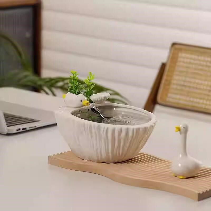 陶瓷鱼缸开心可爱鸭子自动循环流水摆件办公桌面客厅玄关招财饮水,家居饰品,流水摆件,淘宝优惠券,粉丝福利购,淘宝优惠卷