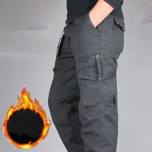 Mens Winter Warm Thick Pants Double Layer Fleece Military A