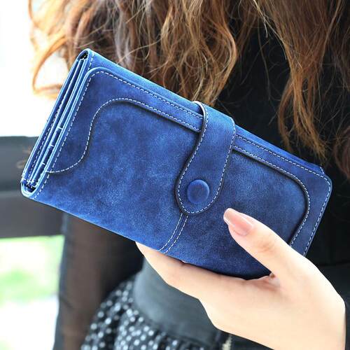 Many Departments Faux Suede Long Wallet Women Matte Leather