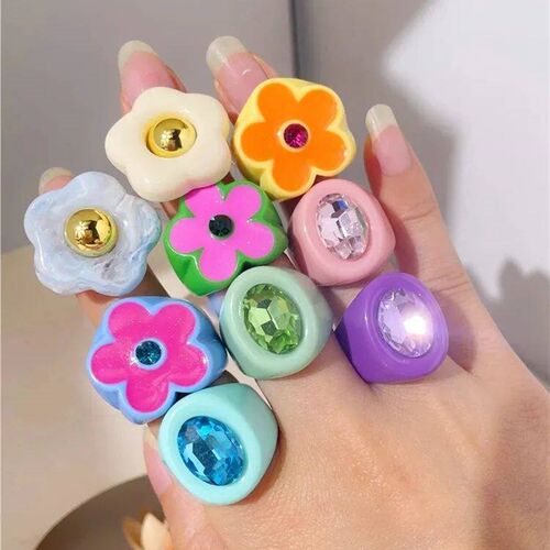 New Korean face Yin Yang Tai Chi Colorful Clear Geometric Sq