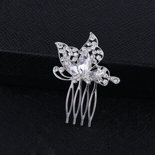 Bridal Wedding Hair Comb Tiara Silver Plated Crystal Rhinest
