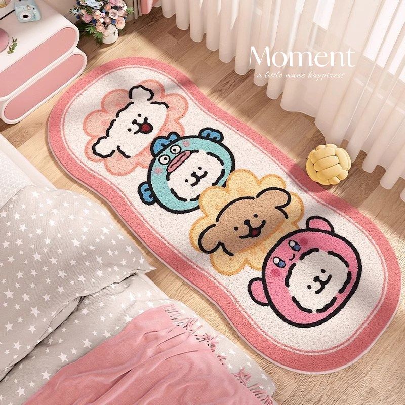 线条小狗女孩卧室床边地毯可爱仿羊绒儿童房间地垫四季通用飘窗垫,居家布艺,地毯,淘宝优惠券,粉丝福利购,淘宝优惠卷