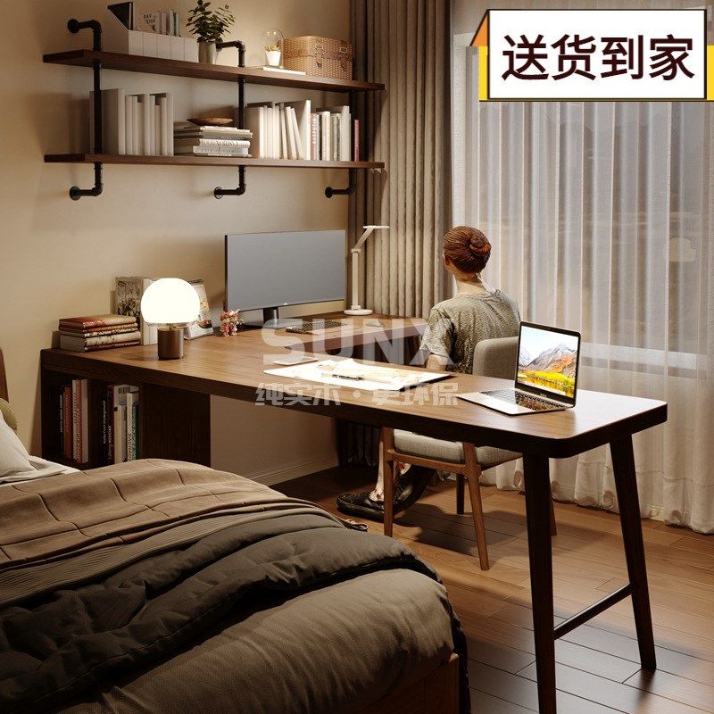 实木转角桌书桌书架一体 家用卧室角落L型拐角电脑桌工作台l,住宅家具,转角桌,淘宝优惠券,粉丝福利购,淘宝优惠卷