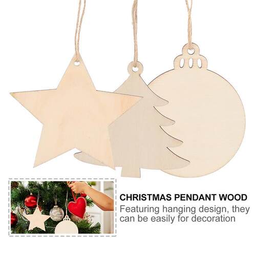 30 Pcs Wooden Slices DIY Crafts Creative Decorative DIY Chri