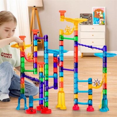 Glowing Marble Run Construction Building Blocks Toys STEM管