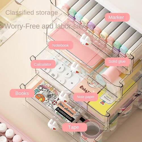 Desktop Storage Box Makeup Organizer Plastic Drawer Organize