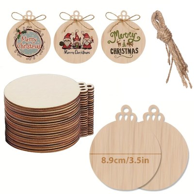 10pcs DIY Wooden Christmas Ornament Wood Slices tree Hanging