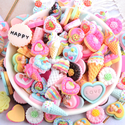 20 Pcs Candy Cake Material Kit 3D Resin Flat Cabochons Embel