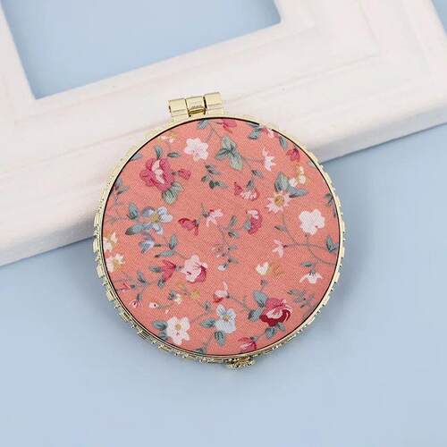 Pocket Floral Mirror Mini Makeup Compact Portable Two-side F