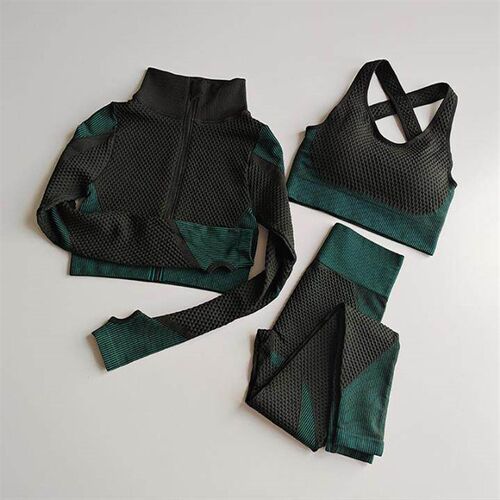 3Pcs Seamless Yoga Set Gym Fitness Clothing Women Yoga Suit