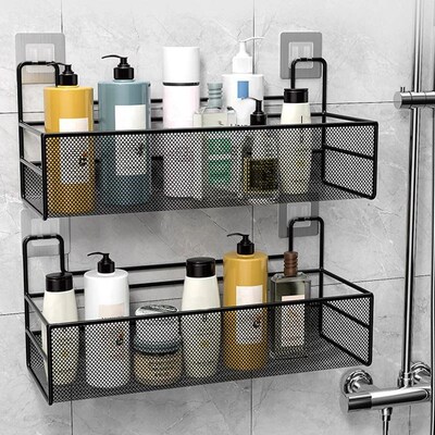 Wall-mount Bathroom Shelf Shower Shampoo Rack免打孔置物架