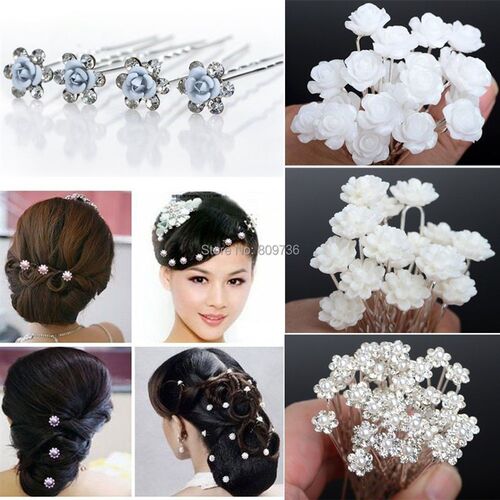 20PCS Wedding Bridal Pearl Hair Pins Flower Crystal hairpin