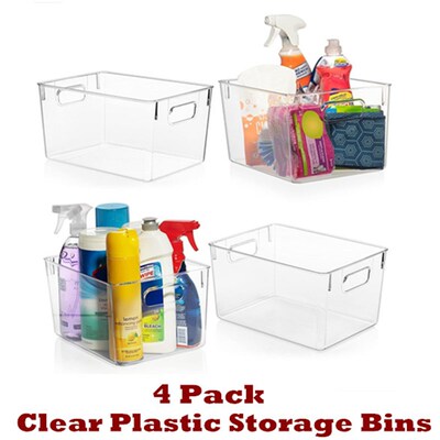 Clear Plastic Storage Bins Containers Pantry Organizers