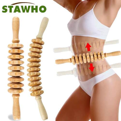 Curved Wood Roller for Stomach Cellulite,Wooden Therapy Mass