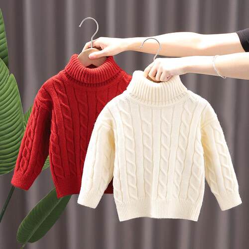 Girls Turtleneck Sweater Warm Pullover Sweater Base Shirt B