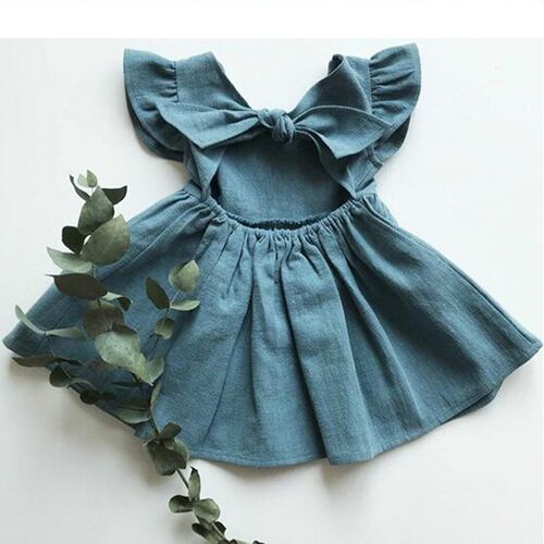 Korean Style Summer Infant Girls Dress Flying sleeve Cotton