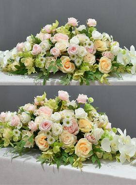假花仿真花档会议桌花商务台花酒店签到台长桌装饰餐桌花摆花