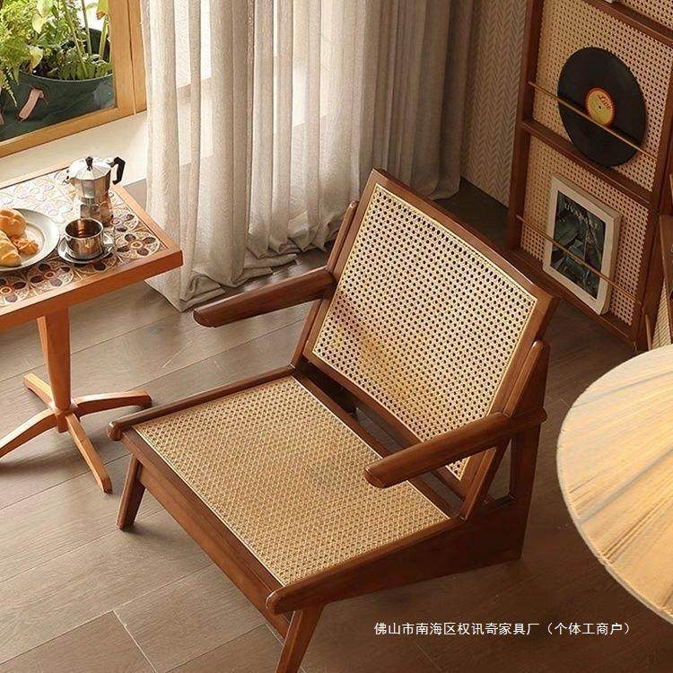 躺椅沙发椅实木藤椅中古侘寂复古单人民宿设计藤编昌迪加尔袋鼠椅,住宅家具,沙发椅,淘宝优惠券,粉丝福利购,淘宝优惠卷