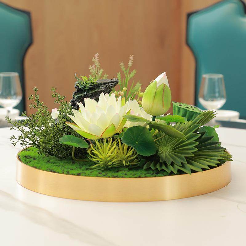 花艺摆件圆桌花酒店餐桌花摆花陶瓷盘假花摆设餐厅艺仿真花摆件,家居饰品,餐桌花艺,淘宝优惠券,粉丝福利购,淘宝优惠卷