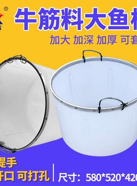 吹塑塑料鱼桶100L大口白色加厚牛筋钢圈熟料螃蟹水产养殖运输圆桶