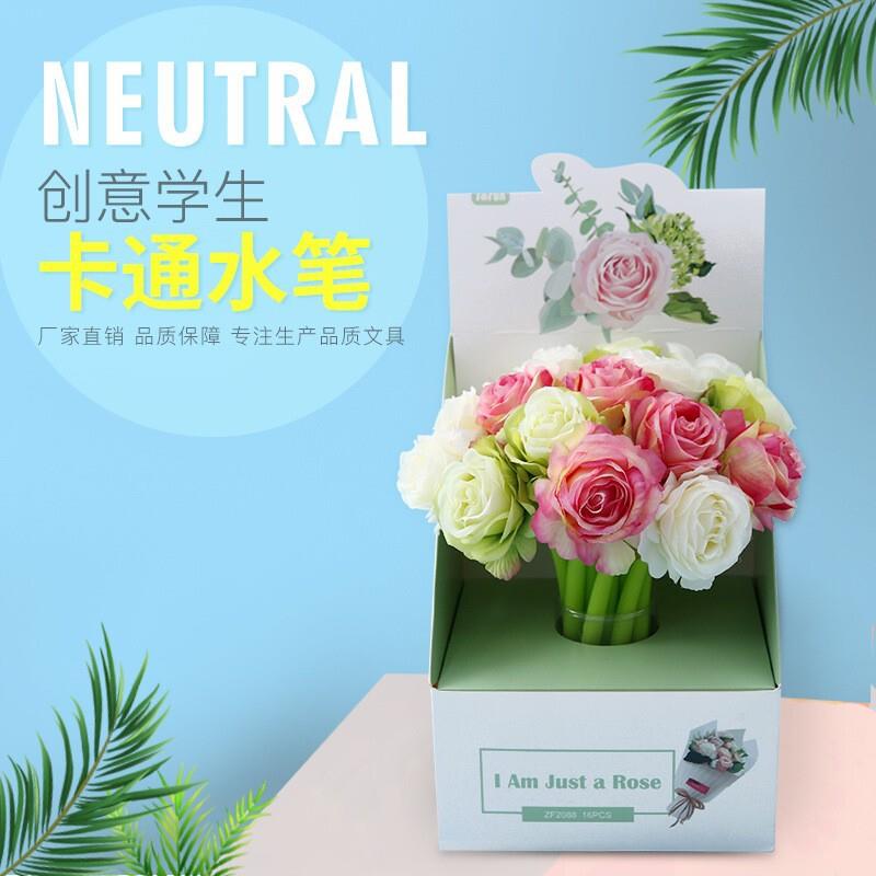 教师节礼物可爱软硅胶玫瑰花造型中性笔 创意个性黑色学生签字笔