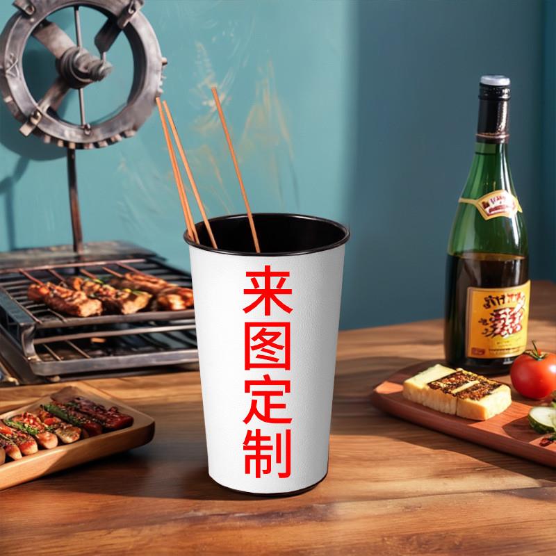 DIY烧烤签筒奶茶店吸管筒竹签桶商用火锅串串签子筒国潮收纳桶