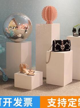 商场白色展示台地台架模特服装饰品店中岛桌展会产品陈列柜长方形