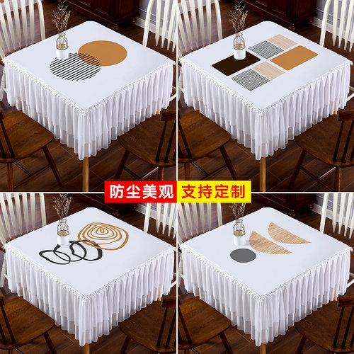 新款正方形桌布麻将桌桌布台布大四方八仙桌餐桌布蕾丝床头柜方巾