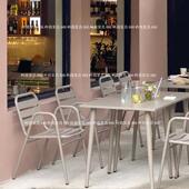 北欧花园庭院休闲铁艺靠背餐桌椅组合户外奶茶店咖啡厅简约餐椅