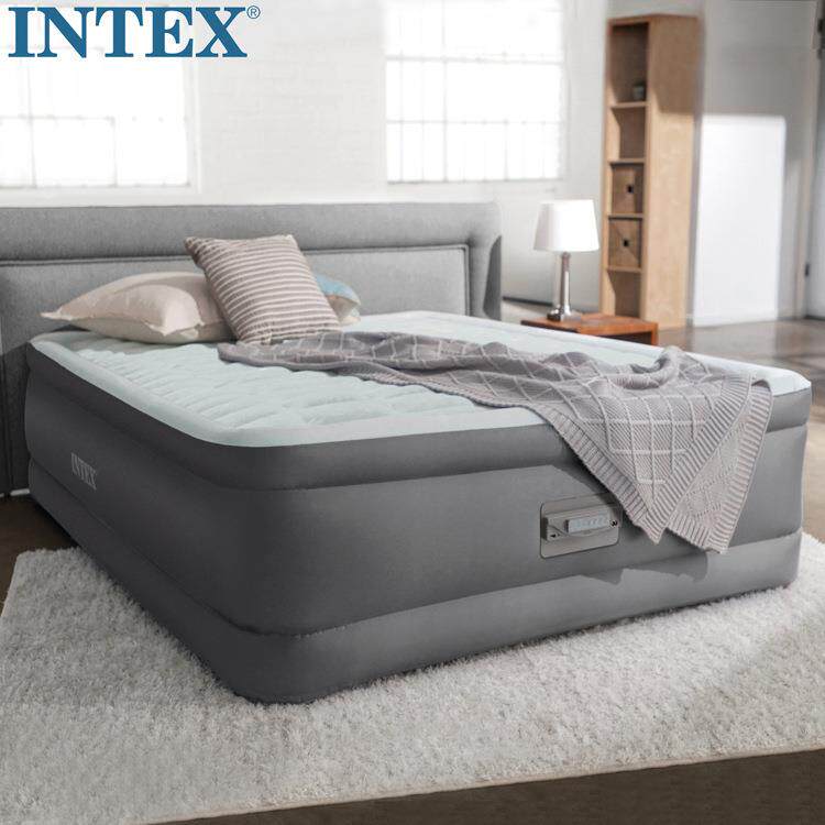 intex64486双人充气床垫线拉双层气垫床加厚内置电泵