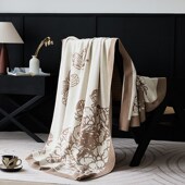 针织毯沙发披肩盖毯保暖盖腿毯子办公室装 全棉四季 饰毯 花卉 中式