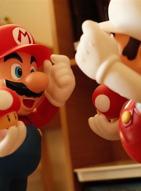 超级耐看复古怀旧爱吃蘑菇的玛丽公仔模型电玩主题装饰摆件