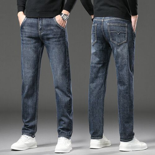 Winter Jeans for Men Thick Warm 2025 Relaxed Straight Elasti