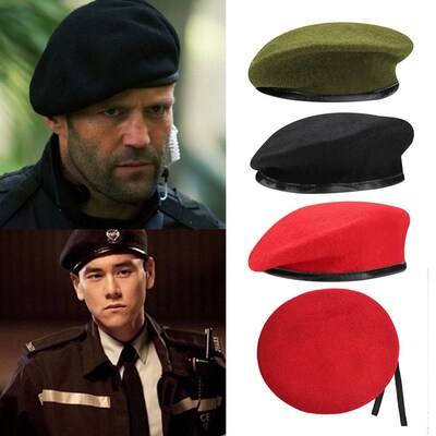 Military Army Soldier Hat Men&Women Solid Basic Wool Beret U