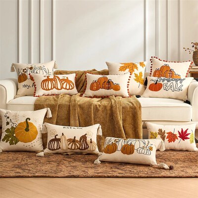 1PC Fall Maple Leaf Pumpkin Throw Pillowcase Cojines Thanksg