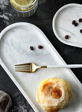 White marble ceramic storage tray oval oval dessert plate