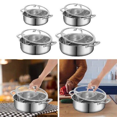 Shabu Shabu Hot Pot with Divider Double Sided Pot for