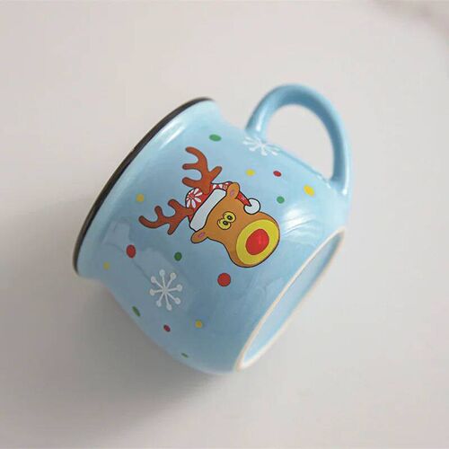 Ceramic Christmas Mousse Mug Cartoon Santa Cup Coffee Cup fo