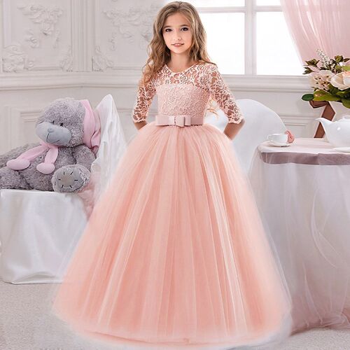 Long Casual Summer Dress Teens Girls Costume Lace Children C