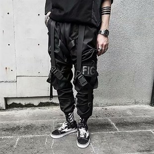 Men Cargo Pants Mens Casual Hip Hop Harem Pant Hit Color P