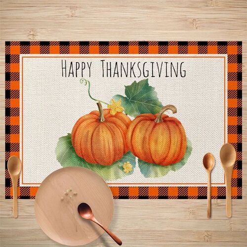 Thanksgiving Decorative Linen Dining Table Mats Kitchen Supp