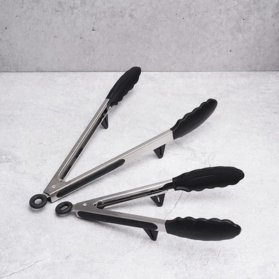 9  & 12  Set Locking Kitchen Tongs with Silicon Tips