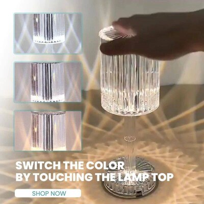 Crystal Table Lamp Touch Remote Control Night Lamp Rechargea