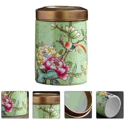 Kitchen Tinplate Tea Jar Enamel Coffee Beans Storage