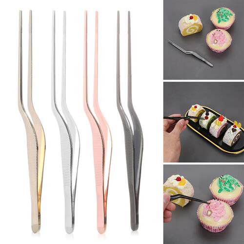 1Pc 14cm Stainless Steel Tweezer Plating Chef Food Tweezer B