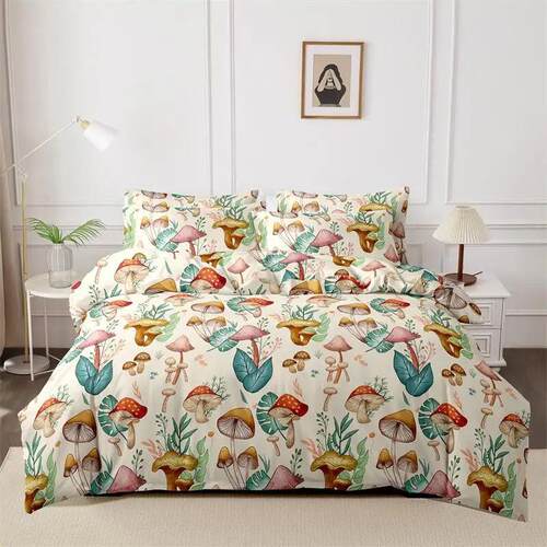 Cartoon Print Flannel Bedding Set 4pcs Queen Size Comforter