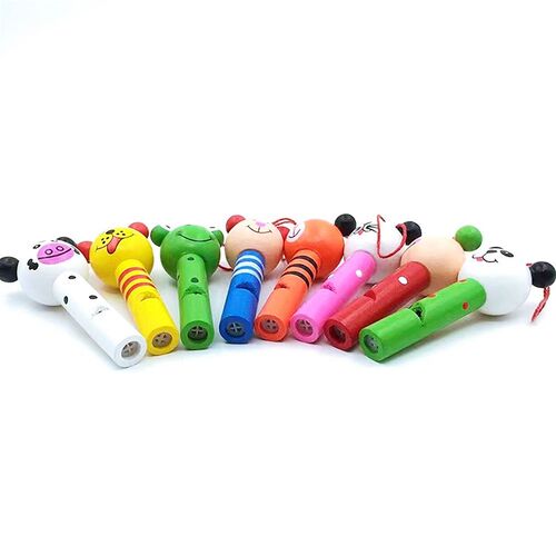8/30Pcs Wooden Mini Cute Animal Whistle Toys Kids Birthday P